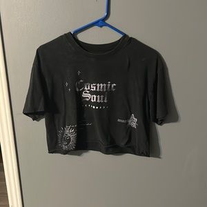 Black “Cosmic Soul” Croptop With Sun and star designs